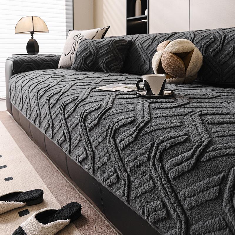 Новая геометрическая узорная ткань для чехла на диван Прямой ряд Защита от кошачьих когтей Простая противоскользящая наволочка для диванной подушки Подходит для всех сезонов 70x70cm