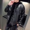 Autumn and winter locomotive jacket teen men's stand-up collar PU jacket casual stand-up collar leather jacket windproof warm jacket