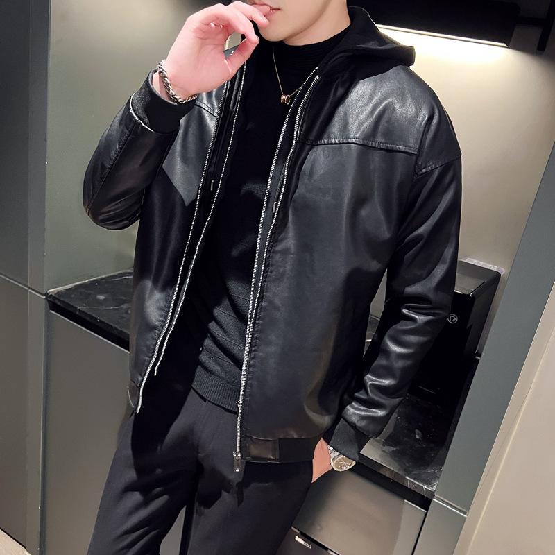 Chaopai Ретро Хлопковая утолщенная кожаная куртка Мужская кожаная одежда и пара Свободная — фото 3
