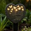 Grave Markers for Humans 2D Acrylic Heart Decoration Butterfly and Flower Carved Texture Grave Decorations Stake for Outdoor