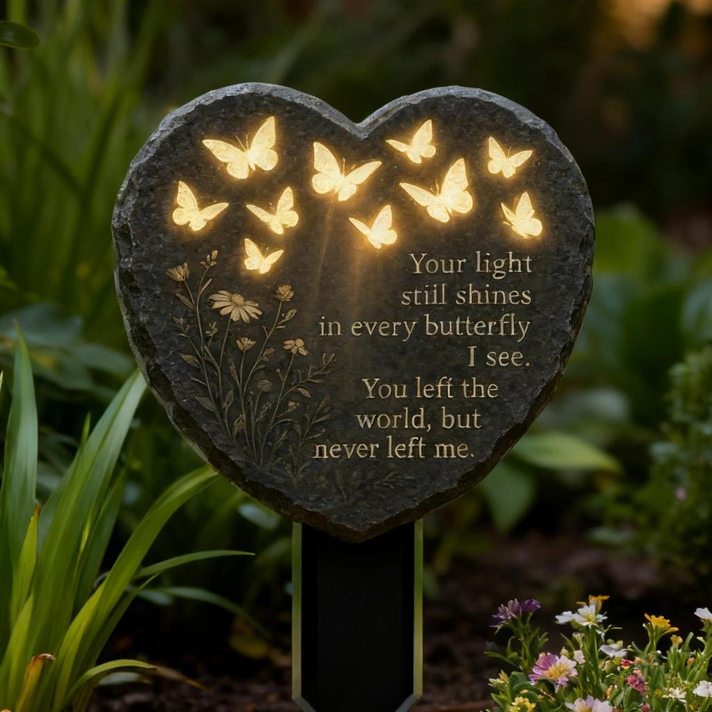 Grave Markers for Humans 2D Acrylic Heart Decoration Butterfly and Flower Carved Texture Grave Decorations Stake for Outdoor