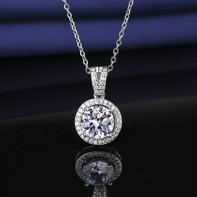 Dámský náhrdelník s kulatou taškou Premium Sense, 3karátový moissanit, pokovený diamanty, řetízek na klíční kost