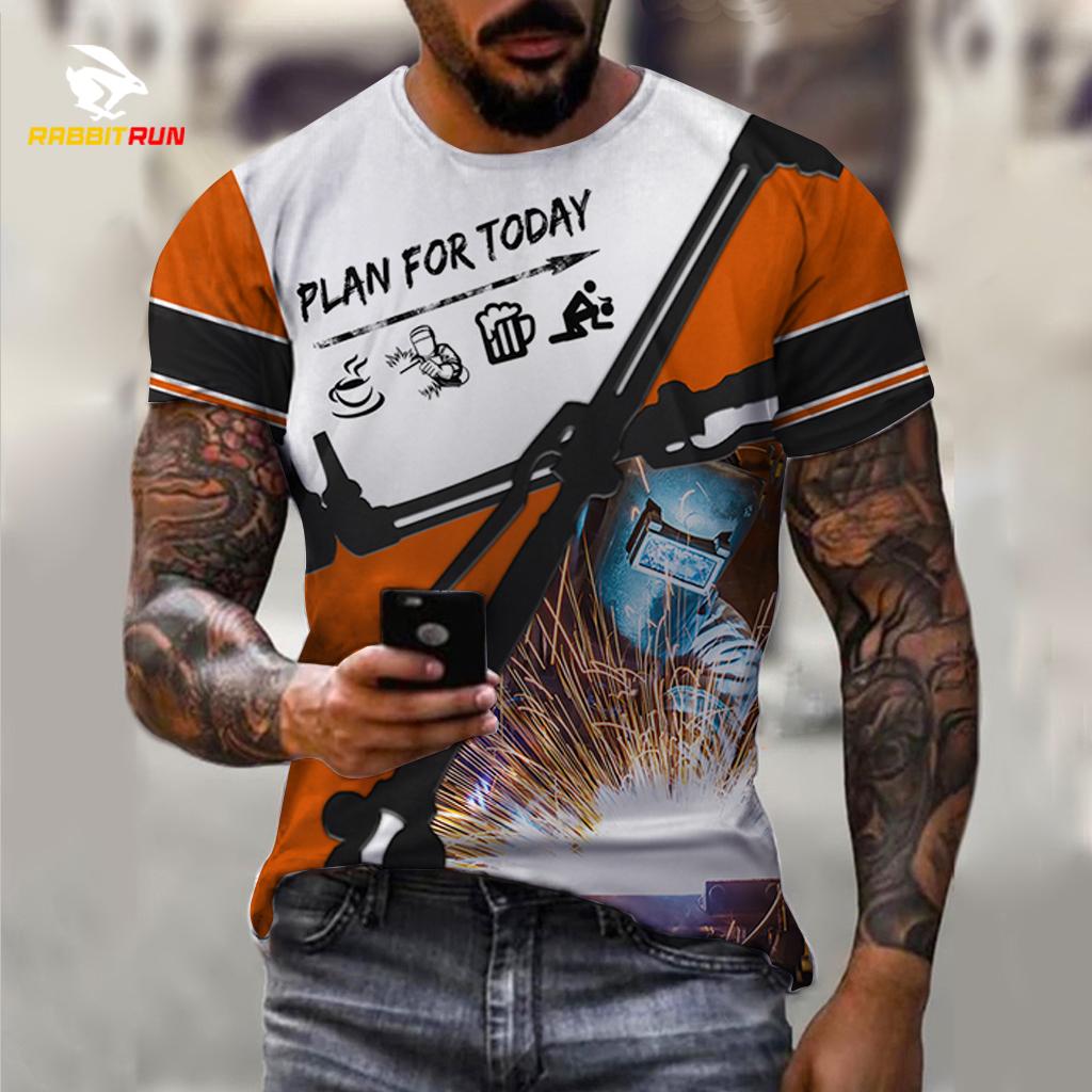 

Футболка с рисунком, мужская футболка со сварщиком для мужчин, одежда, рубашка большого размера с рисунком, повседневные летние топы с короткими рукавами с 3D принтом 3XL