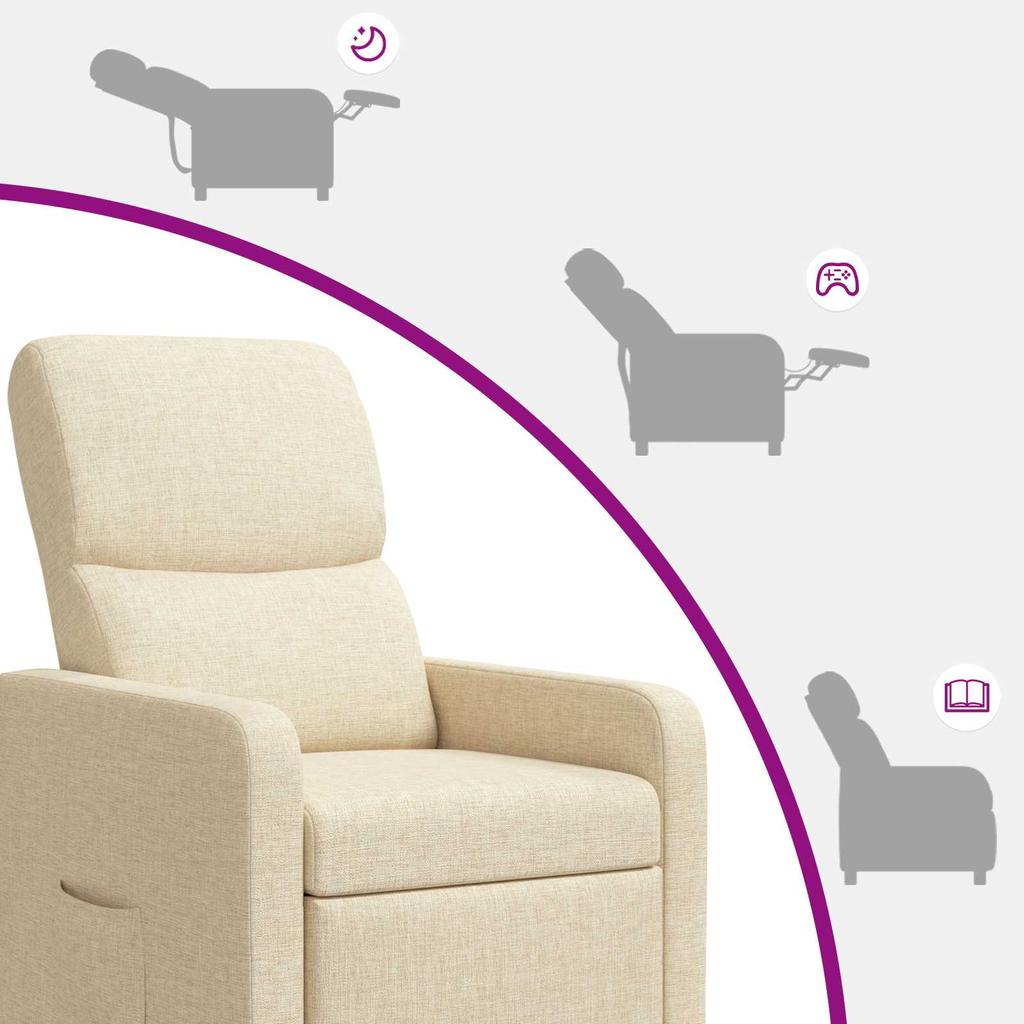 Recliner Chair Cream Polyester