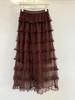 European & American Patchwork Lace Midi A-line Skirt - Sweet, Gentle Style for Women