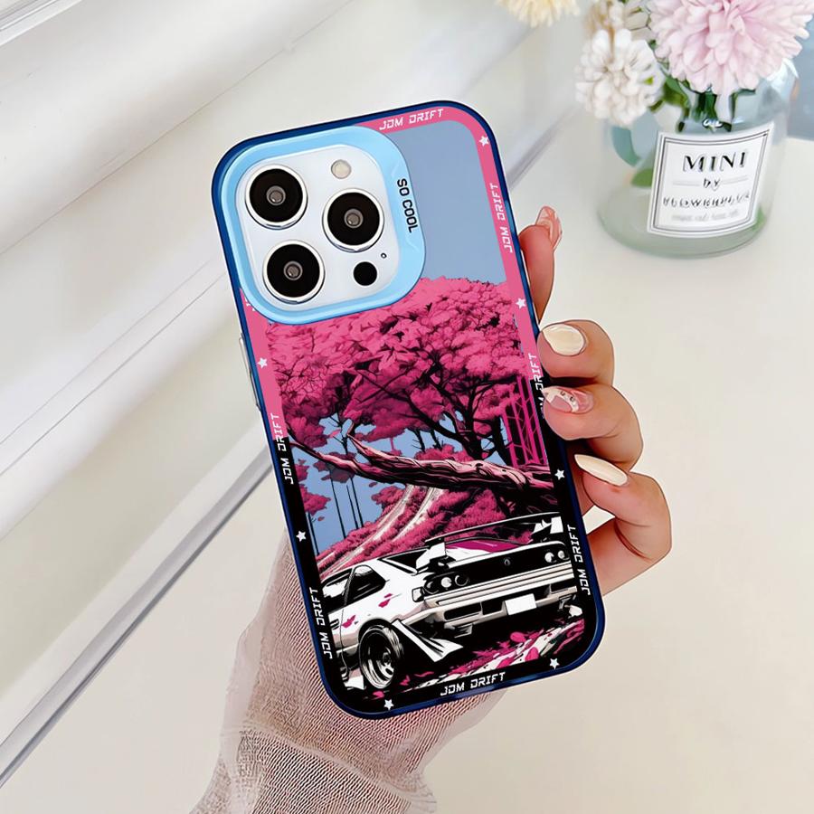 Soft Shell Case for iPhone 16e 11 12 13 Pro Max 14 15 16 Plus Japanese JDM Drift Car
