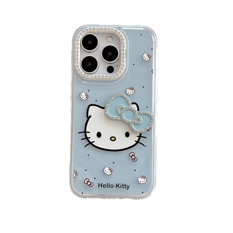Cartoon Flash Diamond Bow KT Cat iPhone14/13 for 11 Apple 16/15PROMAX Mobile Phone Case 12 Sets