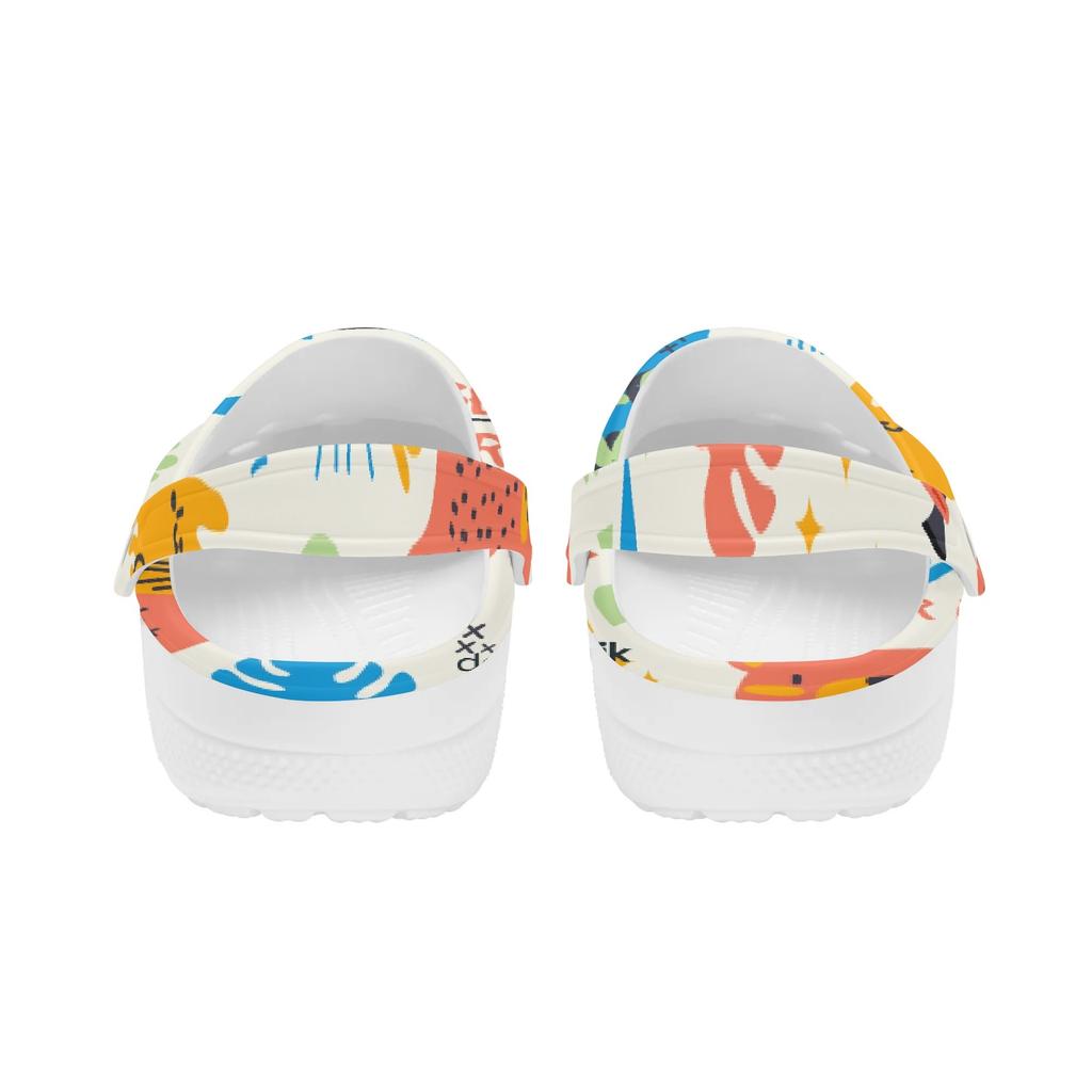 White Printed EVA Clogs Slippers Men Women Comfortable Breathable Slip On Casual Sandals Lightweight Soft Sole Summer Daily Wear