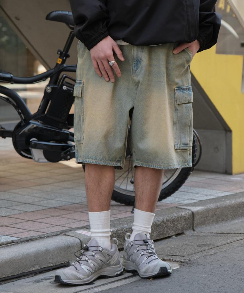 WEGO Easy Denim Cargo Denim Vintage Size Lightly Denim Finish Men's Shorts, Shorts, Pants, Spring/Summer Clothing, Streetwear, Casual, Clothing, Gift,