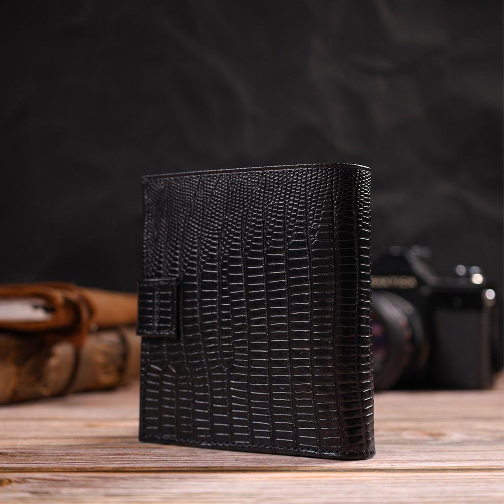 Textured Men's Wallet Made of Genuine Leather with Embossed CANPELLINI 21745 Black