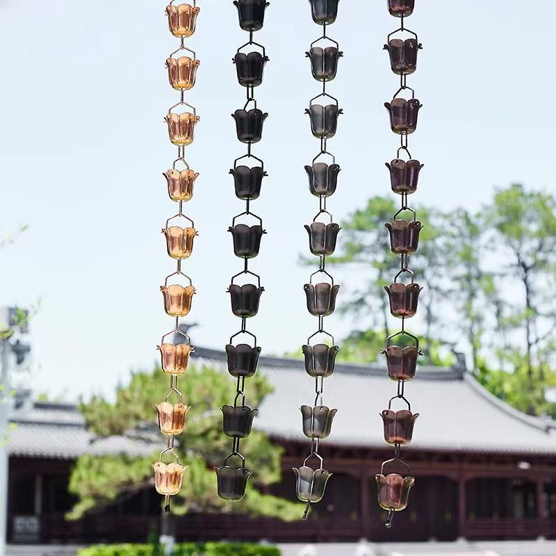 Rain Chain Drainage Chain New Horticulture Chinese Decoration Rain Chain Temple Zen Rain Chain Courtyard Rain Chain Lotus Flower