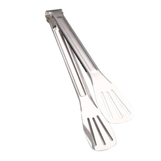 Stainless Steel Food Tongs Heat-Resistant Serving Tongs for BBQ Buffet Non-Slip Handle Food Clamp with Oil-Draining Holes