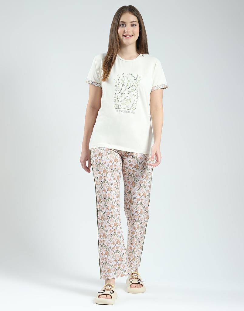 MONTE CARLO Womens Printed Lower , T-Shirt And Short Set