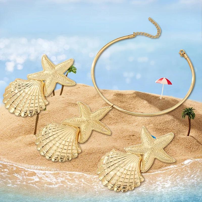 Starfish Shell Necklace Pendant Earring Women Girls Gifts Jewelry Party Gift