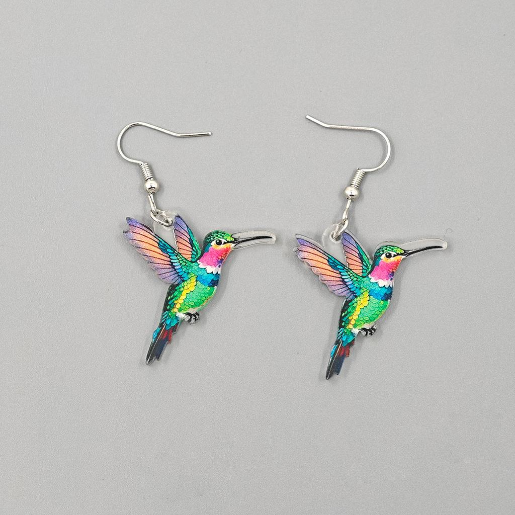 Cross border Spring Festival Colorful Bird Acrylic Earrings from Europe and America, 2024 New Hot Selling Fashion Retro Earrings