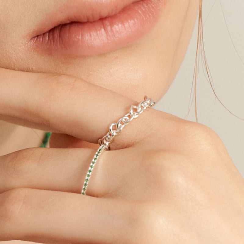 UNI.J [Ir252]Chic Chain Silver Ring