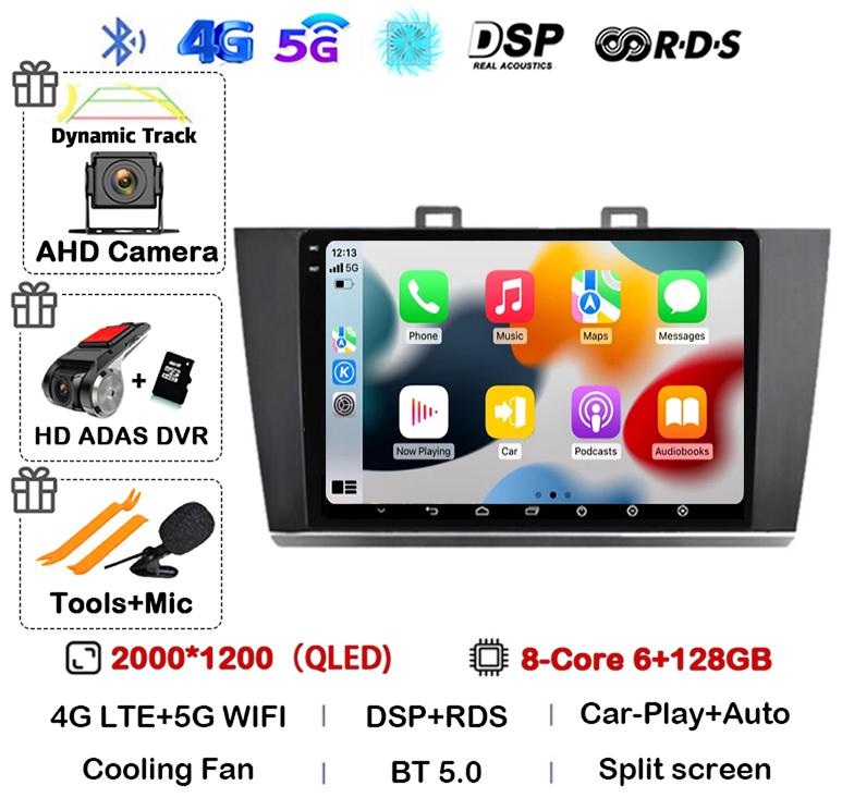Android 14 Carplay Auto Car Radio For Subaru Outback Legacy 2014 2015 2016 2017 2018 Multimedia Player GPS 4G WIFI Stereo BT DSP
