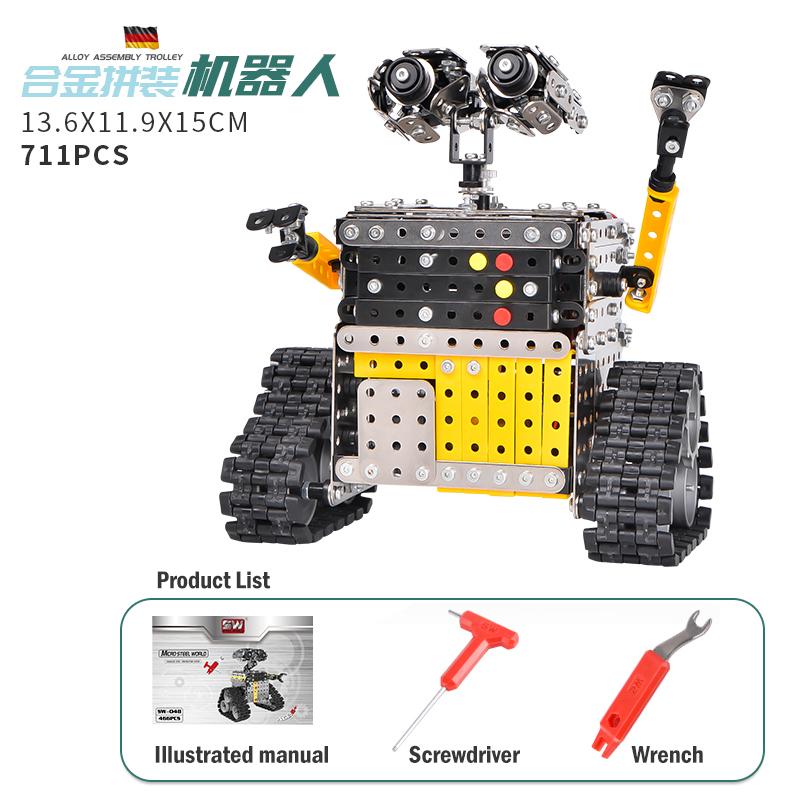 Набор строительных блоков из сплава, строительная инженерия, металлический вилочный погрузчик, бульдозер, робот, радиоуправляемая машина, радиоуправляемая игрушка, мальчик, ребенок