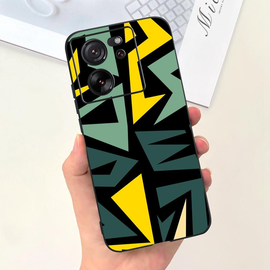 For Xiaomi Redmi 13C Case Xiaomi Mi 13T Pro Back Cover Soft Matte Liquid Silicone Flower Cartoon Printing Capa For Mi13T Pro Bag