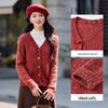Shandubila Women's V-Neck Wool-Blend Knit Cardigan