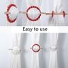6Pcs Set Nordic Solid Wood Stick Thick Cotton Rope Simple Binding Rings Bedroom Living Room Decoration Curtain Buckles