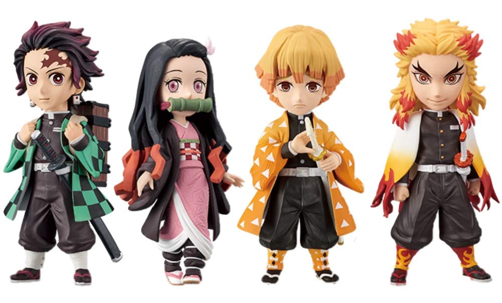 

Demon Kimetsu no Yaiba World Collectible Figure Rengoku Set of 4 Slayer Tanjiro, Nezuko, Zenitsu, Anjuro,