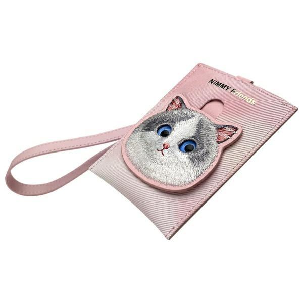 Nimmy Zestaw 3W1 Torebka Na Telefon +    Portfel + Etui Na Lokalizator Różowy/Pink Big Eyed Pet 2.0 Cat