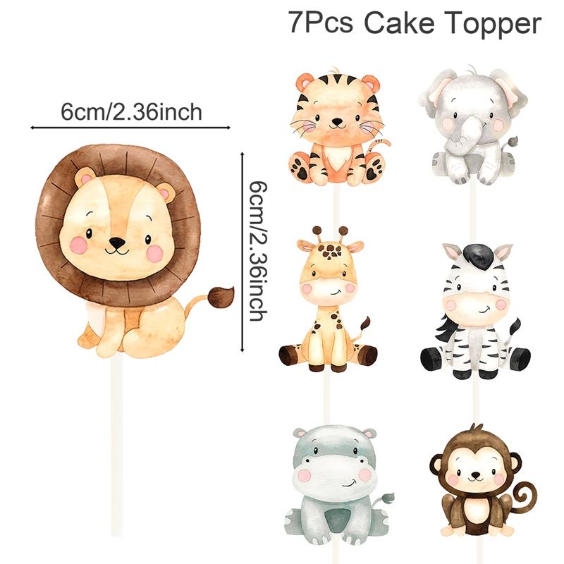 Jungle Animal Happy Birthday Cake Toppers Birthday Cake Decorations for Animal Theme Jungle Birthday Baby Shower Party Supplies