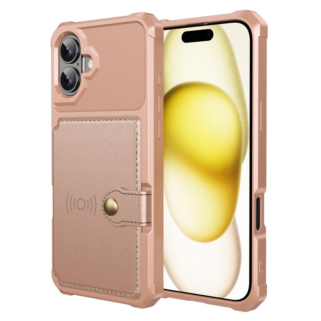 ZM03 For iPhone 16 Case with Card Holder PU Leather+TPU Phone Back Cover