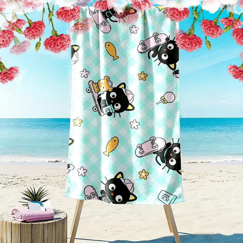 Chococat Print Beach Towel, Large Soft Quick Dry Towel for Beach Camping Swimming
