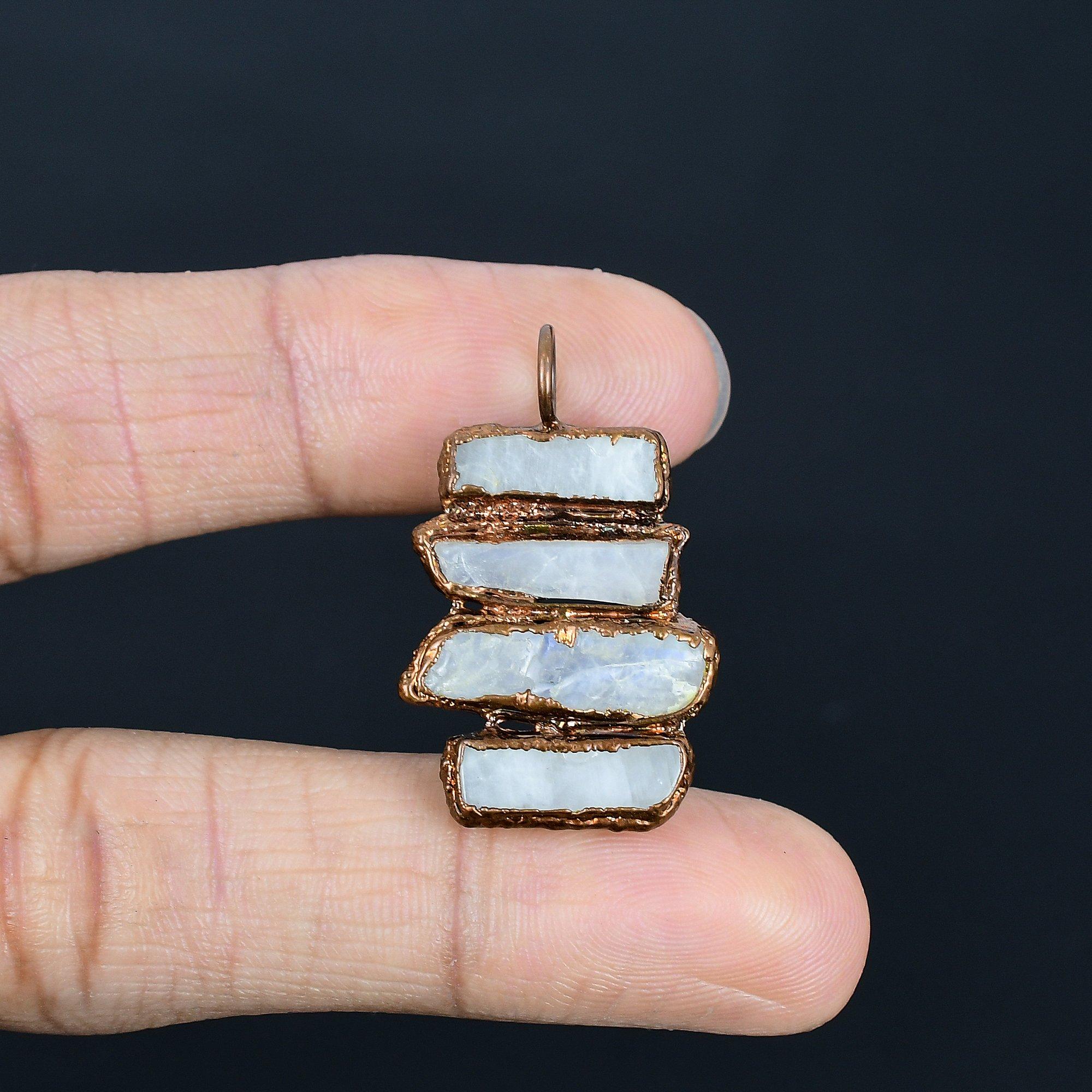 

Rainbow Moonstone Gemstone Pendant, Copper Electroformed Pendant, Handmade Antique Jewelry, Gift For Mother Day 2.55 Inches
