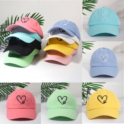 Soft Top Casual Sunshade Baseball Caps All-Match Cute Love Paw Print Wide Brim