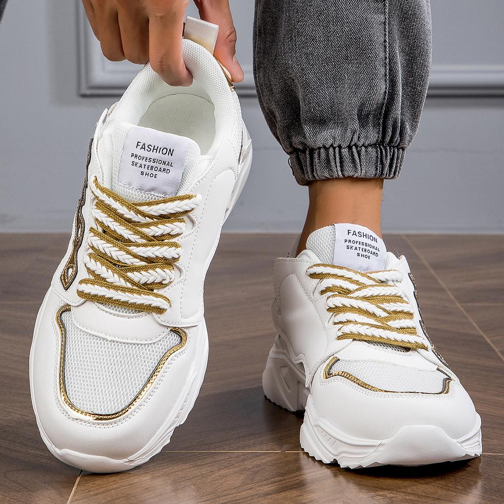 TUINANLE Man's Sports Shoes Mesh Breathable Platform Sneakers Men Lace-up Thick Soled Running Shoes