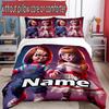 3-teiliges Bettbezug-Set (1 * Bettbezug + 2 * Kissenbezug, ohne Kern), Maßgeschneidertes Bettwäsche-Set mit Braut von Chucky-Muster, Dekoration für Schlafzimmer zu Hause, Geschenk