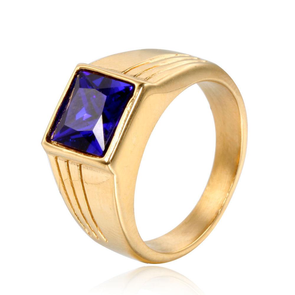 Multi Color Stone Rings for Men Women Hip Hop Punk High Quality Stainless Steel Ring Charm Party Jewelry Gift