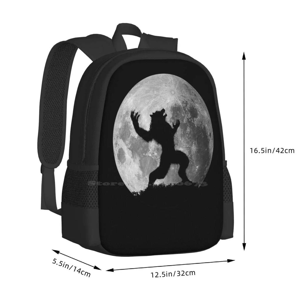 Werewolf : Rage At The Moon Teen College Student Backpack Pattern Design Bags Werewolf Werewolves Shapeshifter Lycanthrope