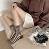 Striped Cotton Crew Socks with Cute Panda Embroidery for Women and Teens Korean Preppy Student Middle Tube Socks Hosiery