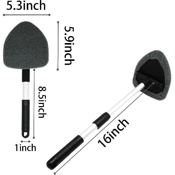 Windshield Cleaning Tool,180° Rotatable with 4 Reusable Microfiber Cloths Extendable Handle Auto Inside Glass Wiper Kit