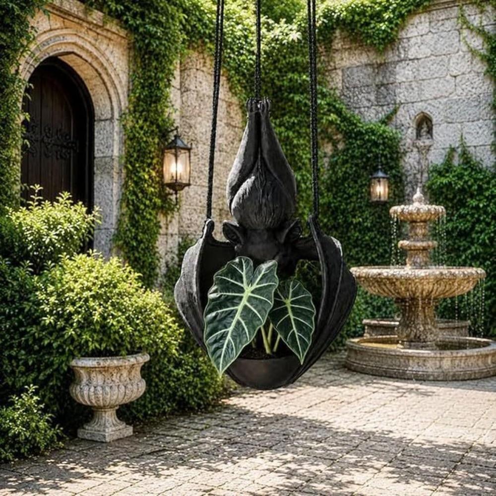 Creative Bat Shaped Flower Pot Gothic Style Bat Wing Flowerpot Unique Wall Plant Pot Garden Decor