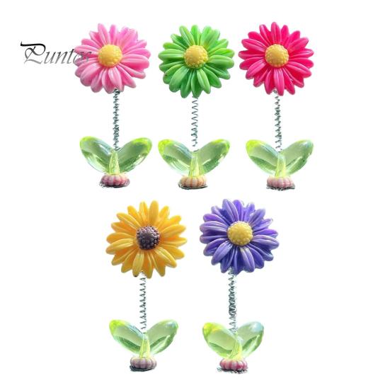 Small Car Dashboard Figurine Spring Wobbly Flower Ornament, Shaking Head Sunflower Interior Decor, Cute Decorations for Rearview Mirror And