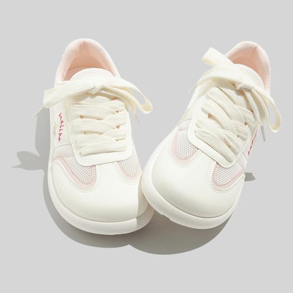 

Fashion Summer Shoes Ladies All-Match Round Toe Casual Female Sneakers Dress Flats Women 2025 Small Breathable New Solid Lace-Up Rome PU 35