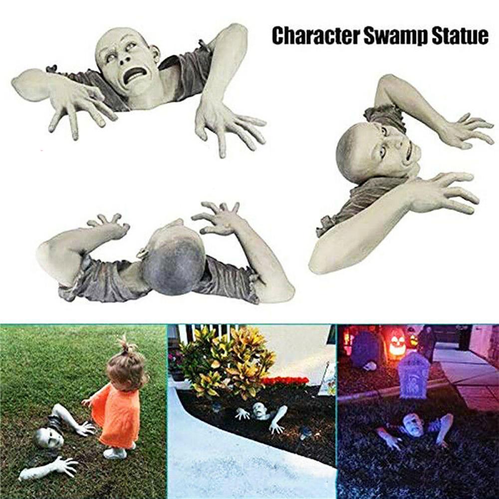 Halloween Crawling Zombie Horror Props Outdoor Garden Statue Graveyard Ornament