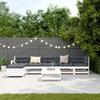 7 Piece Garden Lounge Set White Solid Pine Wood