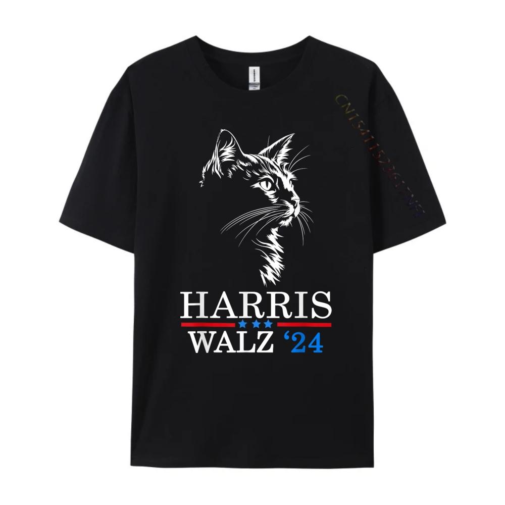 Harris Waltz 2025 Election Kamala Harris Cat Lady Mens Designer T Shirt Men Short Sleeve Tee Gothic Style