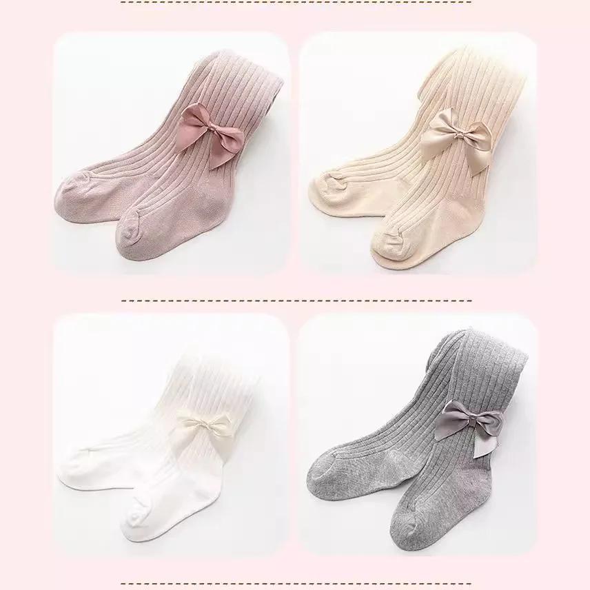 Einfachheit Mode Kinder Mädchen Strumpfhose Süße Retro Einfarbig Gestreifte Strumpfhose für Mädchen Frühling Herbst Baumwolle Leggings Strumpf