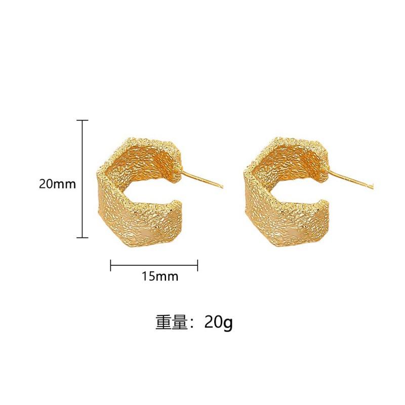 Geometric Irregular Matte Gold Earrings Women Sterling Post Copper Base Real Plated Fashion Statement