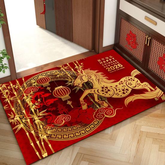 Floor Mat Horse Pattern  Anti-Slip Bottom Surface Wear-Resistant Floor Mat Easy To Clean Home Office Cafe Rug Home Decor