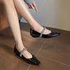 3189-7 Shiny Rhinestone One-word Strap~ Wedge Heel Small Square Head Flat Shoes Single Shoes Fairy Wind Can Be Worn with Two Heels