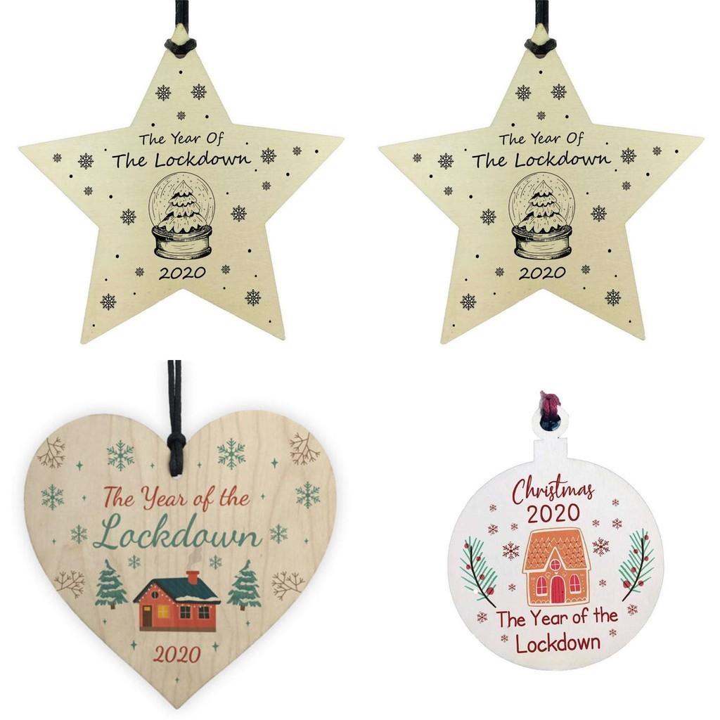 Christmas Decorations Gift Hanging Bauble Wooden The Year Of The 2020 Lockdown