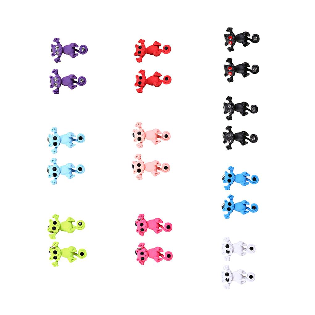 1 Pair Women Earrings Animal Cartoon Ear Studs Cartoon Push-back Earrings - Black White